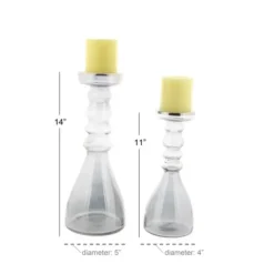 Candle Holders-Kirkland's Home Glass Candle Holders, Set Of 2 Clear