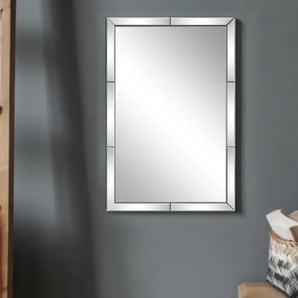 Decorative Mirrors-Kirkland's Home Glass Divvy Rectangular Beveled Mirror