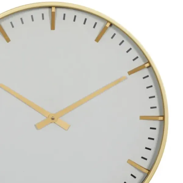 Clocks-Kirkland's Home Glass Frame Gold Accent Wall Clock White