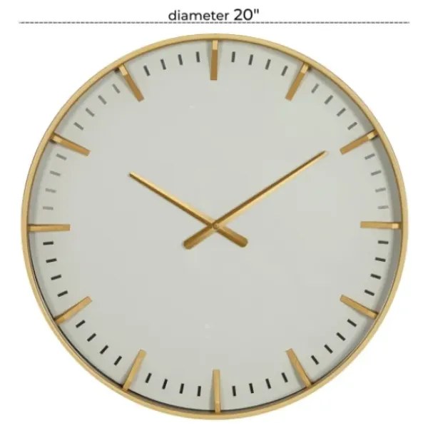 Clocks-Kirkland's Home Glass Frame Gold Accent Wall Clock White