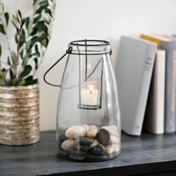 Lanterns-Kirkland's Home Glass Lantern With Metal Insert Clear