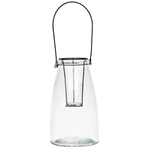 Lanterns-Kirkland's Home Glass Lantern With Metal Insert Clear