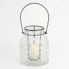 Lanterns-Kirkland's Home Glass Pressed And Metal Insert Lantern Clear/Black