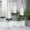 Candle Holders-Kirkland's Home Glass Stem Hurricanes, Set Of 3 Clear