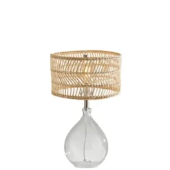 Table Lamps-Kirkland's Home Glass Teardrop Natural Rat Table Lamp Tan