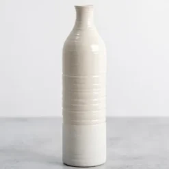 Vases-Kirkland's Home Glaze Ribbed Terracotta Vase, 12 In. White