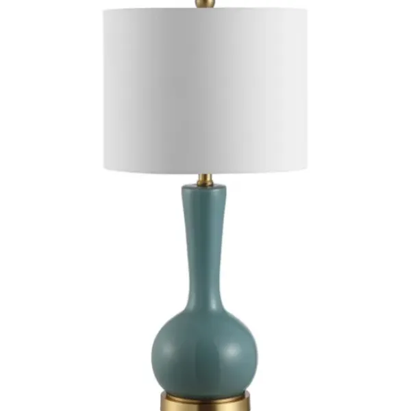 Table Lamps-Kirkland's Home Glazed Blue Glass Teardrop Table Lamp White