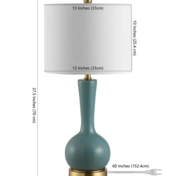Table Lamps-Kirkland's Home Glazed Blue Glass Teardrop Table Lamp White