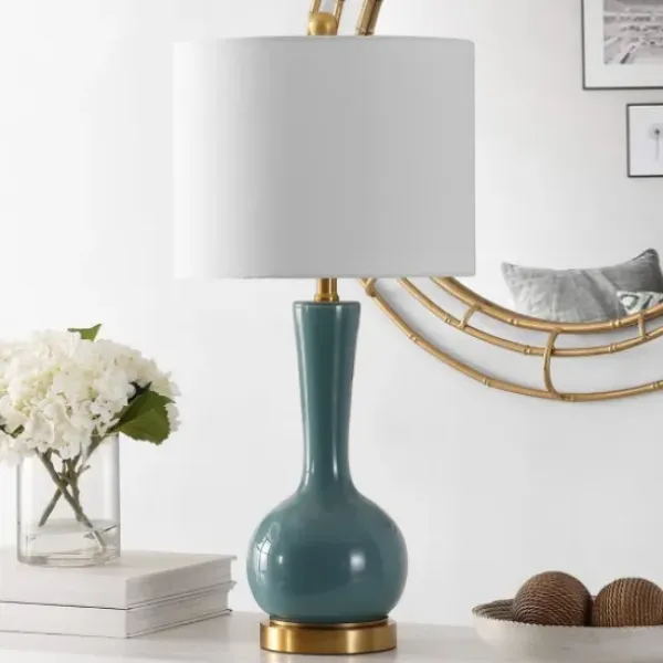 Table Lamps-Kirkland's Home Glazed Blue Glass Teardrop Table Lamp White