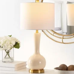 Table Lamps-Kirkland's Home Glazed Glass Teardrop Table Lamp Ivory