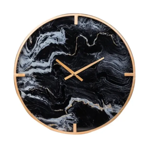Clocks-Kirkland's Home Gold And Black Marble Face Wall Clock