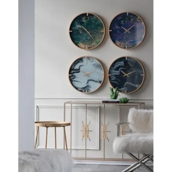Clocks-Kirkland's Home Gold And Black Marble Face Wall Clock