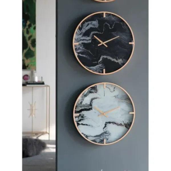 Clocks-Kirkland's Home Gold And Black Marble Face Wall Clock