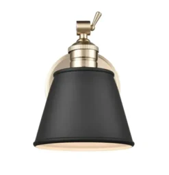 Sconces-Kirkland's Home Gold And Black Metal Tapered Shade Wall Sconce