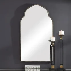 Decorative Mirrors-Kirkland's Home Gold And Bronze Metal Arch Mirror