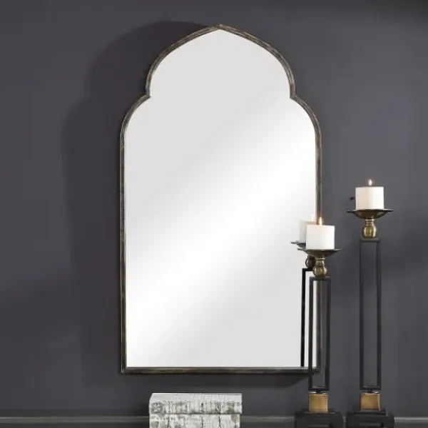 Decorative Mirrors-Kirkland's Home Gold And Bronze Metal Arch Mirror