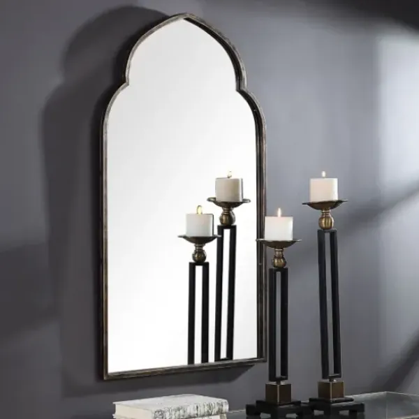 Decorative Mirrors-Kirkland's Home Gold And Bronze Metal Arch Mirror