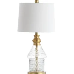 Table Lamps-Kirkland's Home Gold And Clear Bubble Glass Table Lamp White