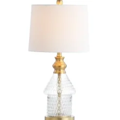 Table Lamps-Kirkland's Home Gold And Clear Bubble Glass Table Lamp White