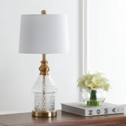 Table Lamps-Kirkland's Home Gold And Clear Bubble Glass Table Lamp White