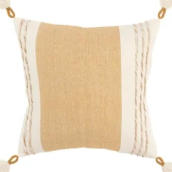 Pillows-Kirkland's Home Gold And Ivory Color Block Pillow Gold/Ivory