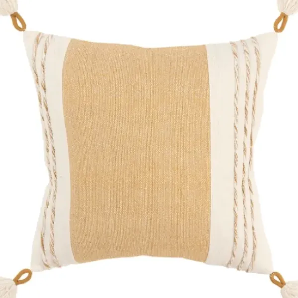 Pillows-Kirkland's Home Gold And Ivory Color Block Pillow Gold/Ivory