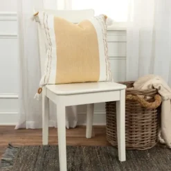 Pillows-Kirkland's Home Gold And Ivory Color Block Pillow Gold/Ivory
