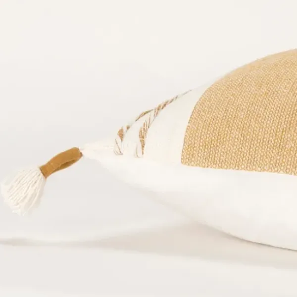 Pillows-Kirkland's Home Gold And Ivory Color Block Pillow Gold/Ivory