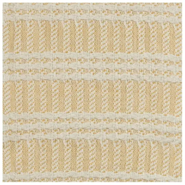 Blankets & Throws-Kirkland's Home Gold And Ivory Striped Cotton Throw Gold/Ivory