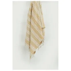 Blankets & Throws-Kirkland's Home Gold And Ivory Striped Cotton Throw Gold/Ivory