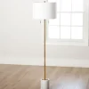 Floor Lamps-Kirkland's Home Gold And Marble Base Floor Lamp White