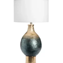 Table Lamps-Kirkland's Home Gold And Navy Ombre Glass Orb Table Lamp White