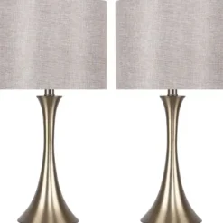 Table Lamps-Kirkland's Home Gold And Tapered Table Lamps, Set Of 2 Gray