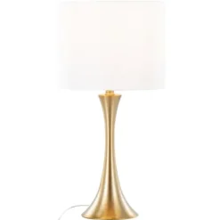 Table Lamps-Kirkland's Home Gold And Tapered Table Lamps Set Of 2 White