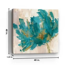 Canvas Art-Kirkland's Home Gold And Turquoise Flower Giclee Canvas Art Print Blue/Green/Gold