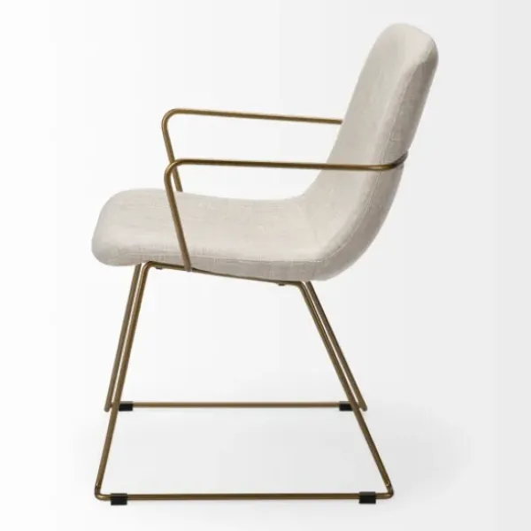 Dining Chairs-Kirkland's Home Gold And Upholstered Dining Chair Ivory