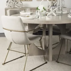 Dining Chairs-Kirkland's Home Gold And Upholstered Dining Chair Ivory