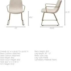 Dining Chairs-Kirkland's Home Gold And Upholstered Dining Chair Ivory