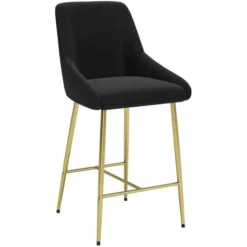 Bar Stools & Counter Height Stools-Kirkland's Home Gold And Velvet Counter Stool Black