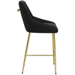 Bar Stools & Counter Height Stools-Kirkland's Home Gold And Velvet Counter Stool Black