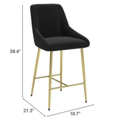 Bar Stools & Counter Height Stools-Kirkland's Home Gold And Velvet Counter Stool Black