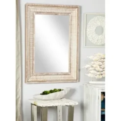 Decorative Mirrors-Kirkland's Home Gold And White Washed Carved Frame Mirror