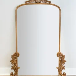 Full Length & Floor Mirrors-Kirkland's Home Gold Bordeaux Ornate Leaner Mirror, 46X63 In.