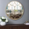 Decorative Mirrors-Kirkland's Home Gold Circular Inset Round Wall Mirror
