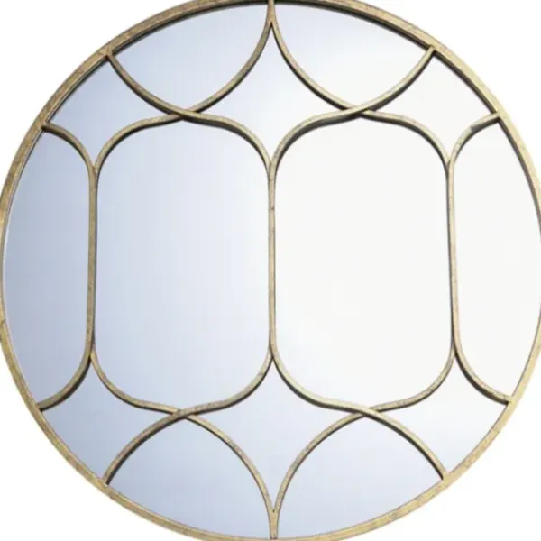 Decorative Mirrors-Kirkland's Home Gold Circular Inset Round Wall Mirror