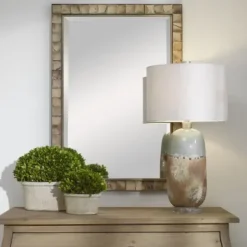 Decorative Mirrors-Kirkland's Home Gold Coconut Shell Inlay Framed Mirror