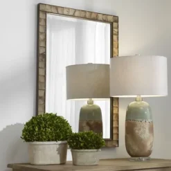 Decorative Mirrors-Kirkland's Home Gold Coconut Shell Inlay Framed Mirror