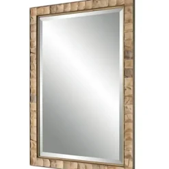 Decorative Mirrors-Kirkland's Home Gold Coconut Shell Inlay Framed Mirror