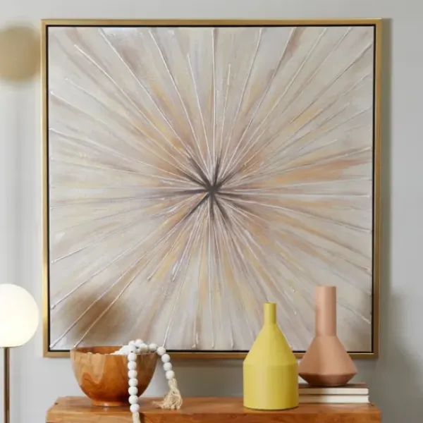 Canvas Art-Kirkland's Home Gold Contemporary Burst Framed Canvas Art Print Gold/Silver