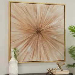 Canvas Art-Kirkland's Home Gold Contemporary Burst Framed Canvas Art Print Gold/Silver
